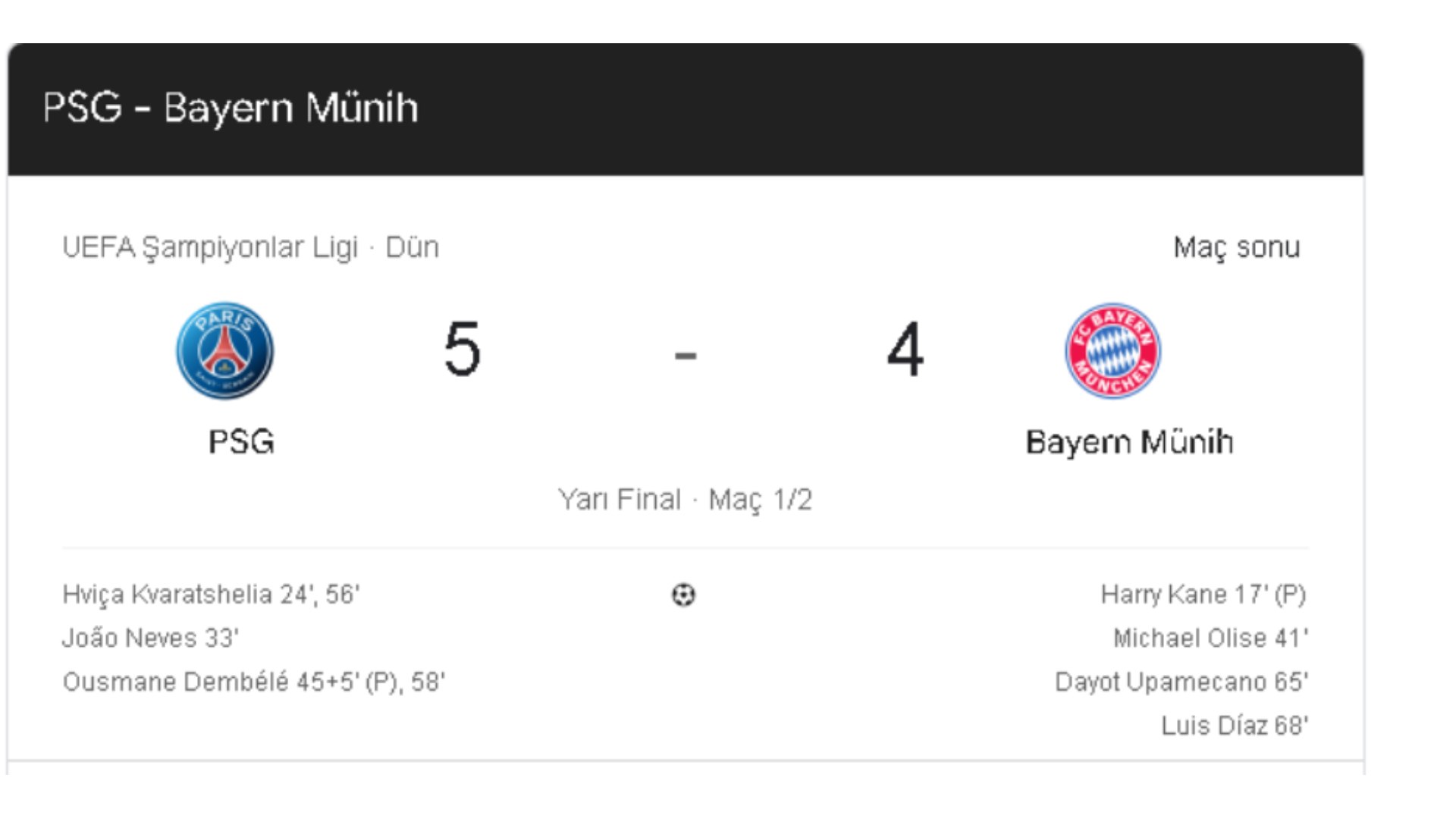 PSG, Bayern Münih'i 5-4 yendi