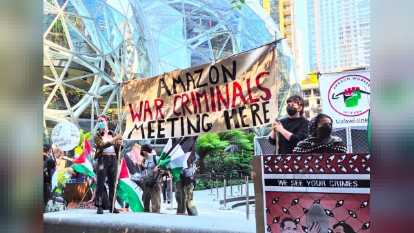 Seattle'da Amazon'un İsrail'e teknoloji sağlama kontratı protesto edildi, etkinlik engellendi