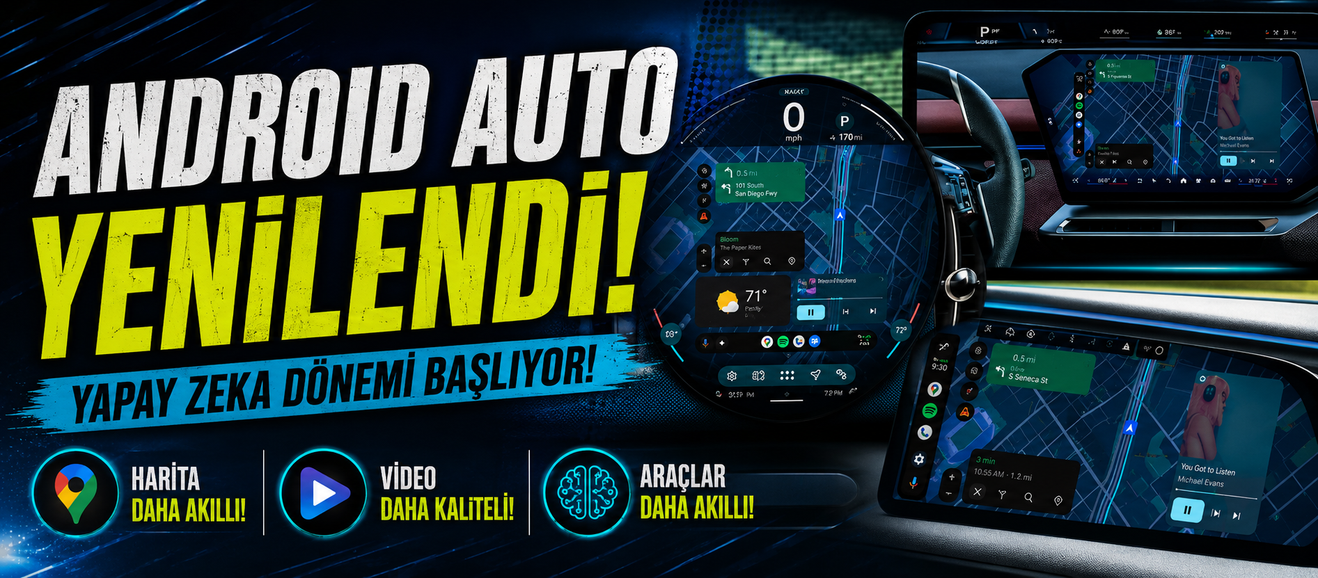 Yeni Android Auto Güncellemesi: Gemini AI ve 3D Harita Dönemi